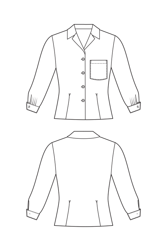 61-7 Blouse with lapels and French cuffs