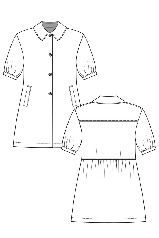 62-6 (Maternity) Shirt dress with balloon-shaped sleeves