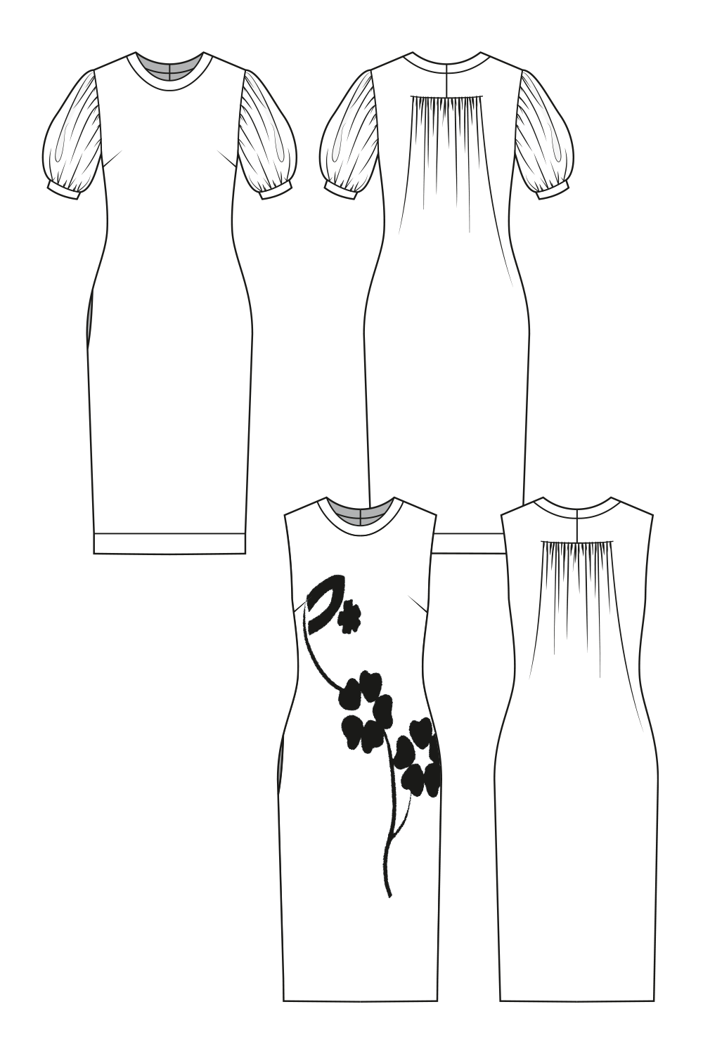 63-1 FERN FABLE Jersey dress with balloon sleeves and plackets 63-1 FERN FABLE Jersey dress with balloon sleeves and plackets