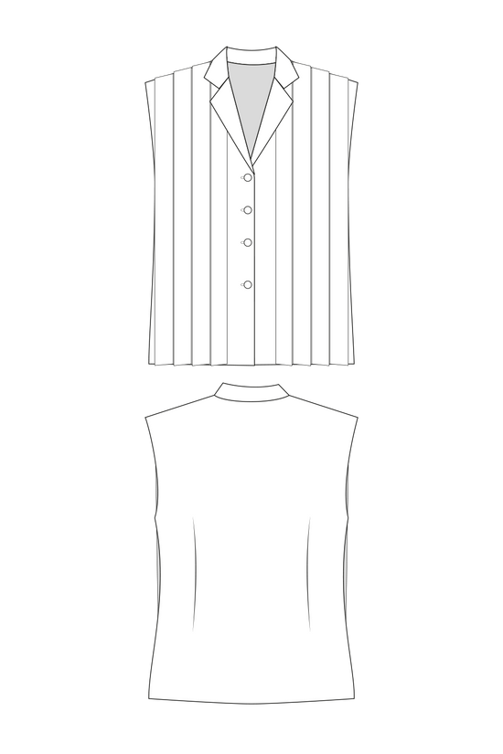 64-3 Lapel blouse with front pleats