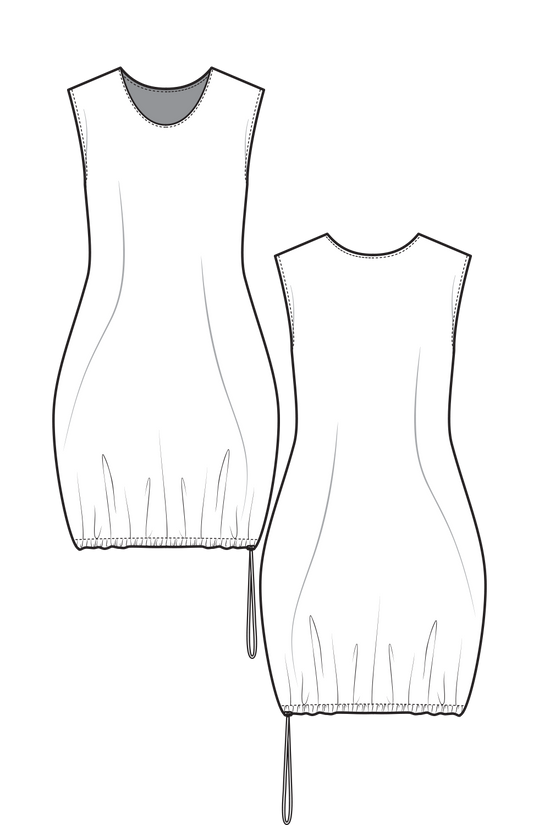 64-9 BALÃO Short balloon / bubble dress with drawstring