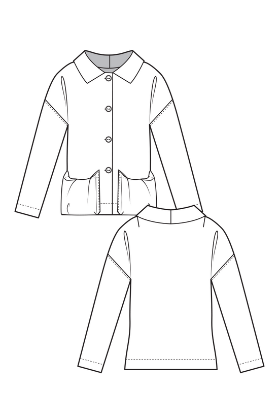 65-8 Blouse with dropped shoulder and bellows pockets