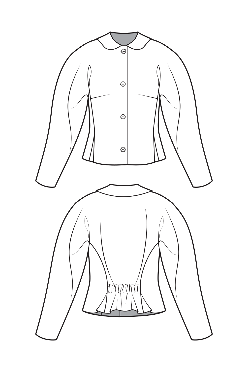 Sewing pattern for a chic short jacket with cut sleeve, peplum look and ...