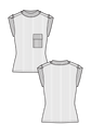 68-6 Knit sleeveless shirt with epaulets and pocket