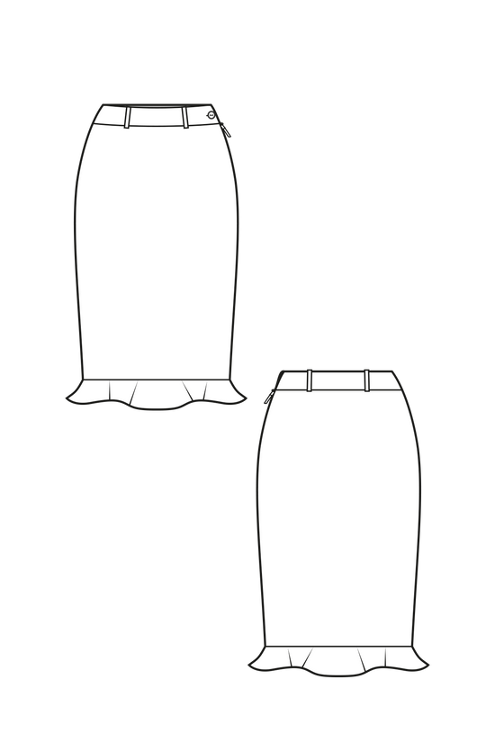 69-5 MARZIPAN Lined hip skirt with hem flounce