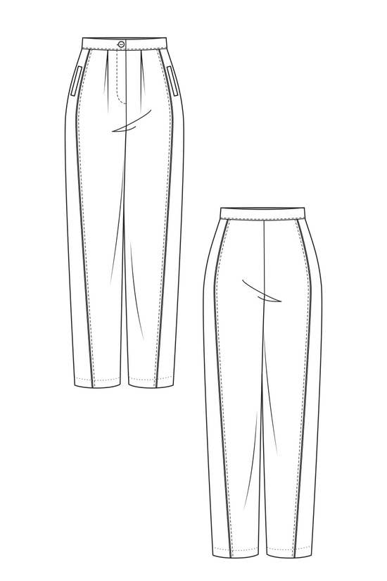 70-13 SHIFT Wide barrel-style pants with longitudinal seams