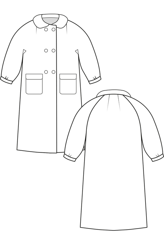 70-17 FROST Double-Breasted Coat with Balloon Sleeves and Round Collar