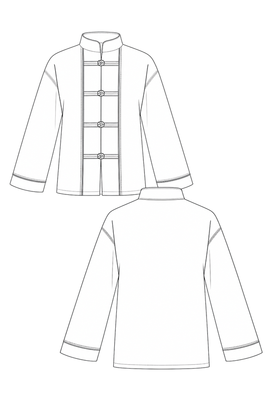 71-25 LIAN Mandarin-inspired blouse with stand collar & frog closures