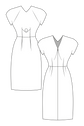 71-3 POEM Fitted dress with dropped shoulders and front button