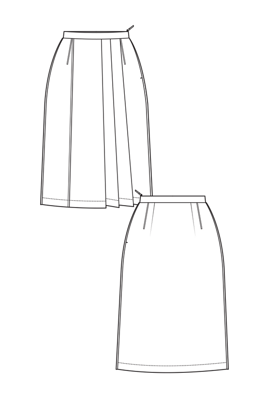 23-4 MIXED Mixed material skirt with pleated insert