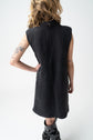 64-12 Short straight sleeveless dress with stand-up collar