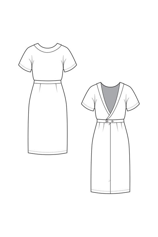 21-6 V-back dress with collar