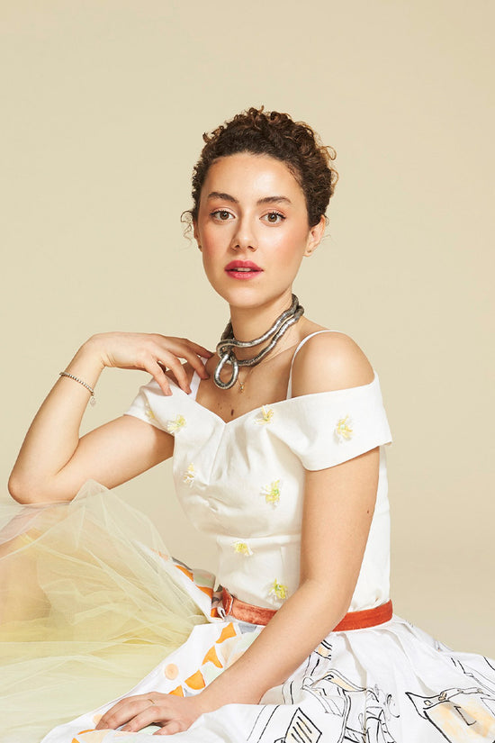 45-3 MARGARITE Off-Shoulder Top with light front gathers