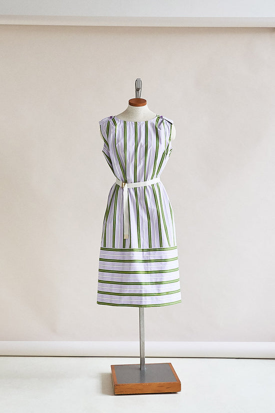 47-1 Airy striped dress with ribbon as belt