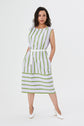 47-1 Airy striped dress with ribbon as belt