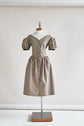48-3 Cotton Dress with puffy sleeves and heart-formed neckline