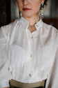 48-4 CALICO Blouse with stand collar and pleats