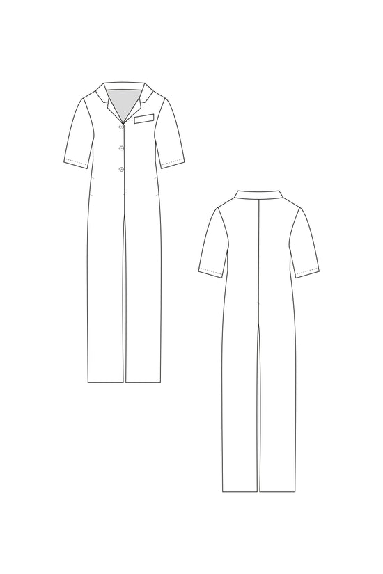 57-4 Wide-fitted overall with lapel collar
