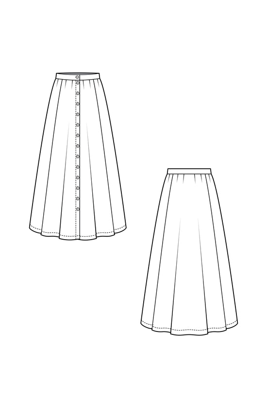 08-10 Stripe skirt with button placket in the front