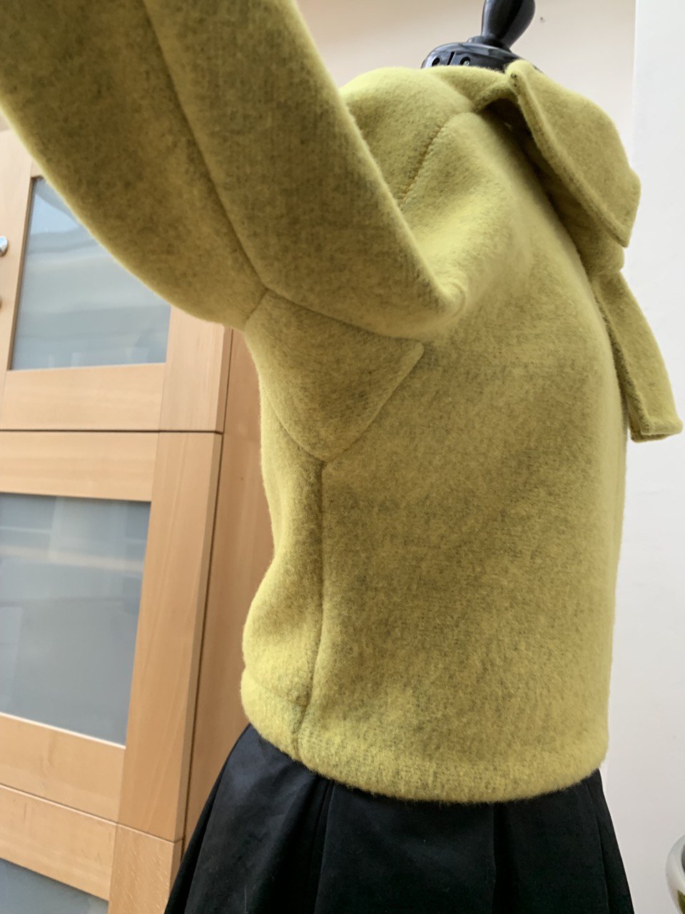 67-3 Fleece sweater with attached scarf