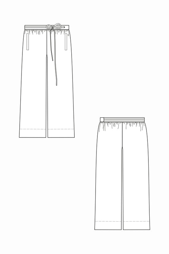 64-2 Wide-fitting trousers with wrap-around tie band