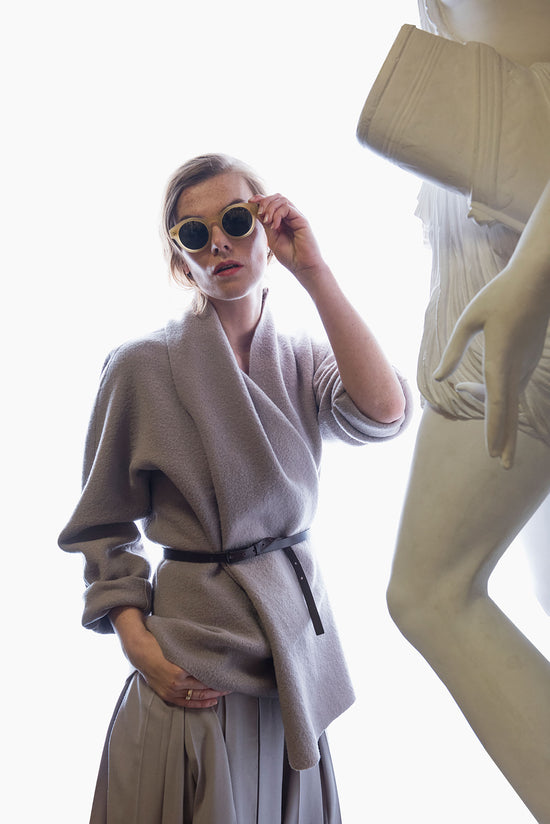 32-5  WRAPPED Wrap jacket with shawl collar made of boiled merino wool