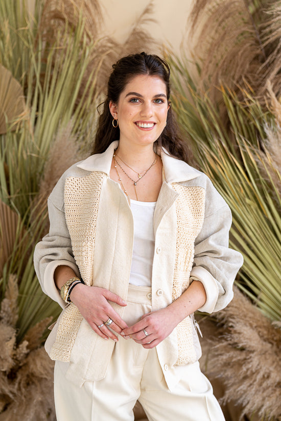 61-5 Oversized patchwork blouson