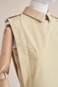 16-6 Sleeveless dress with pleated skirt and leather details